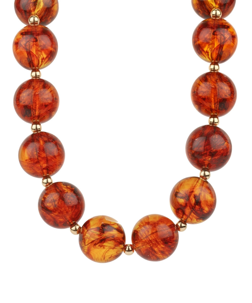 Golden Stella Marble Acrylic Bead Necklace in Tortoise