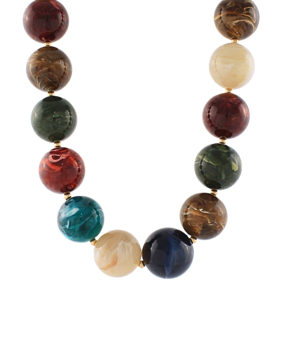 Golden Stella Marble Acrylic Bead Necklace in Multi