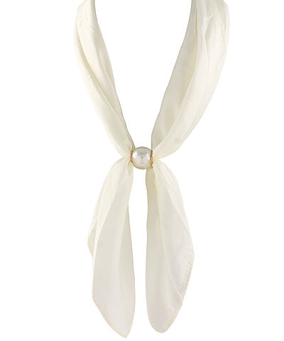 Accented Pearl Long Scarf Necklace in Ivory