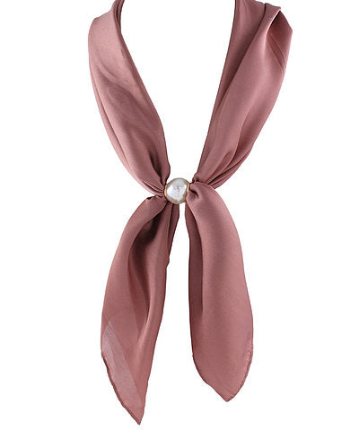 Accented Pearl Long Scarf Necklace in Mauve