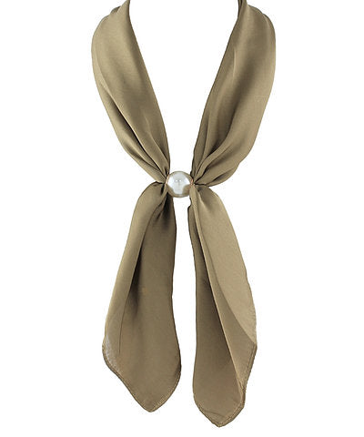 Accented Pearl Long Scarf Necklace in Taupe