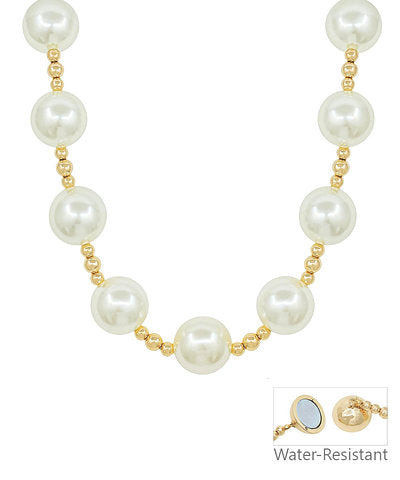 20mm Pearl & CCB Ball Necklace Cream