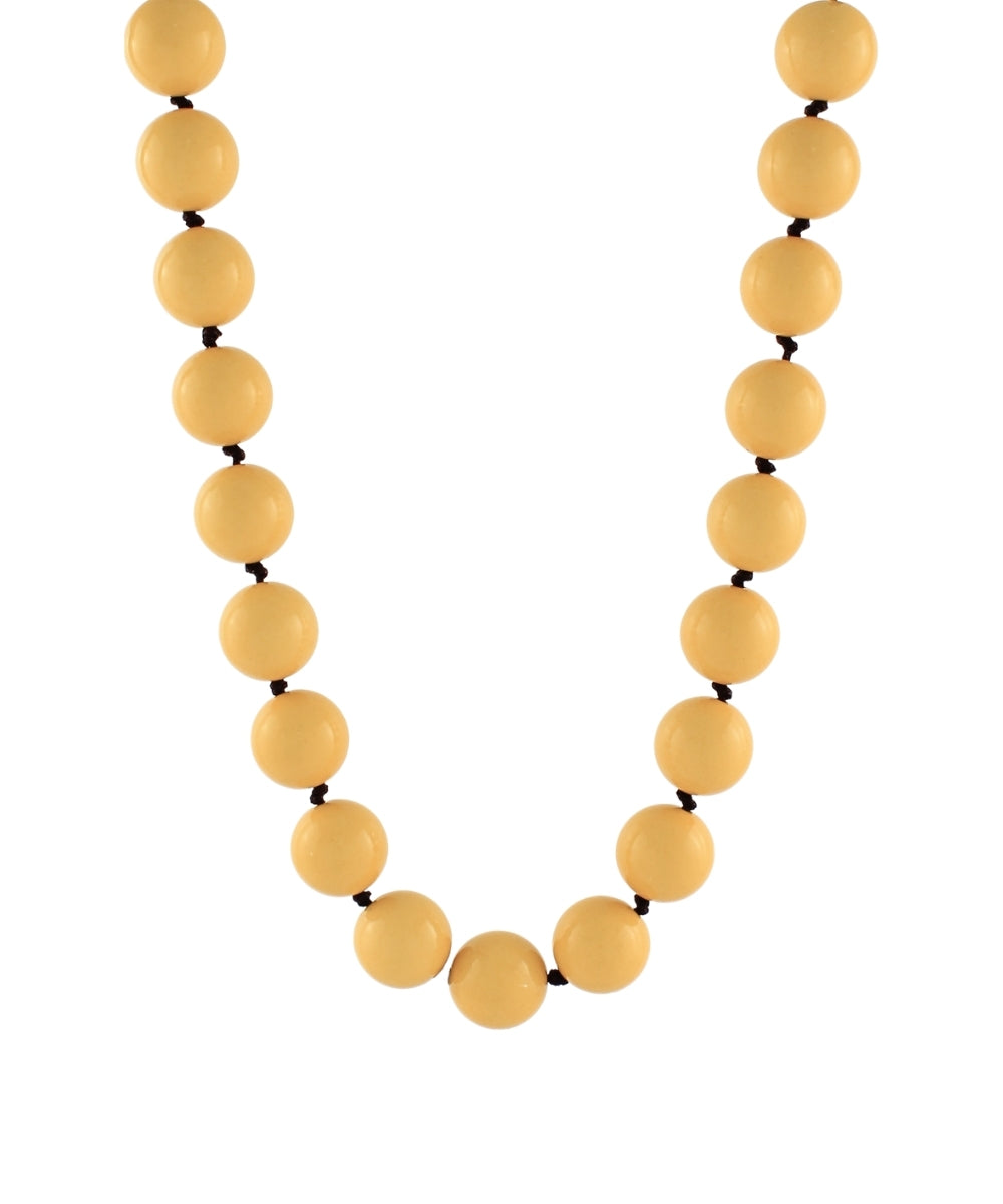 Colored Ball and Knot Necklace in Mustard