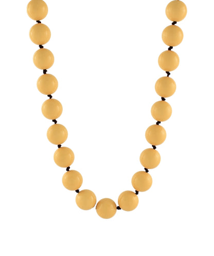 Colored Ball and Knot Necklace in Mustard
