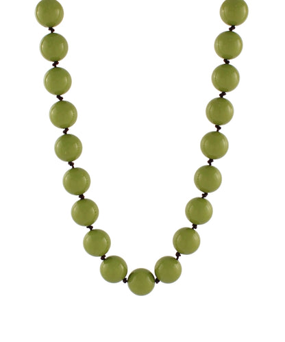 Colored Ball and Knot Necklace in Olive