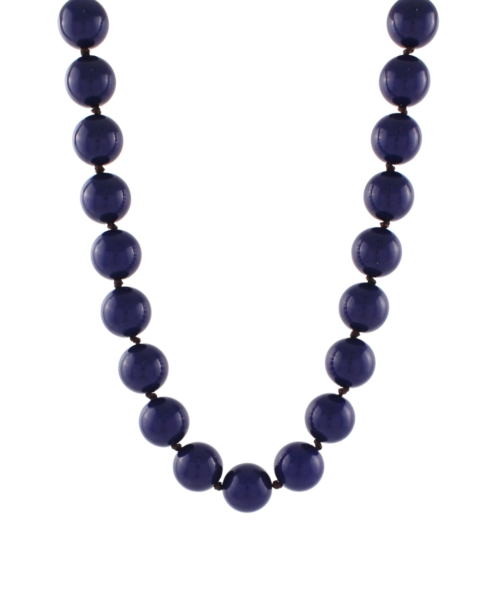 Colored Ball and Knot Necklace in Navy
