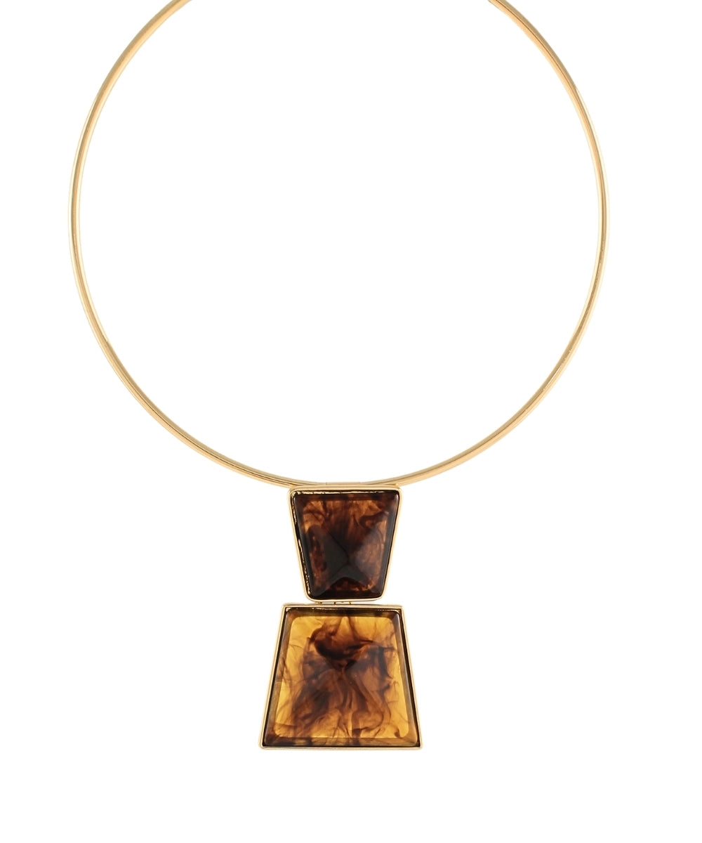 Golden Stella Trapezoid Pendant Wire Choker in Brown