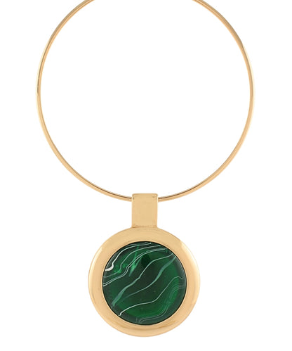 Golden Stella Marble Round Stone Wire Choker in Green
