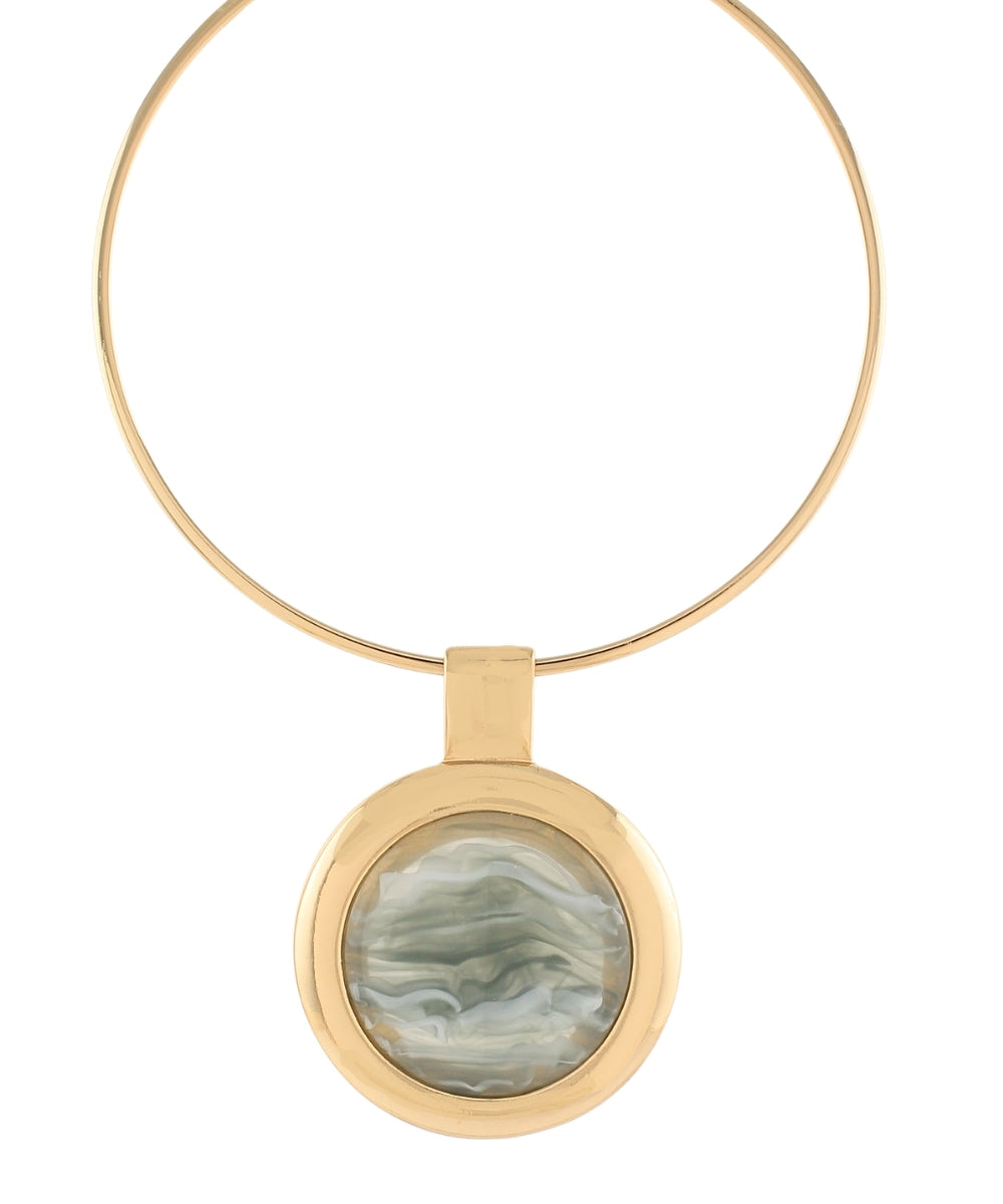 Golden Stella Marble Round Stone Wire Choker in Grey