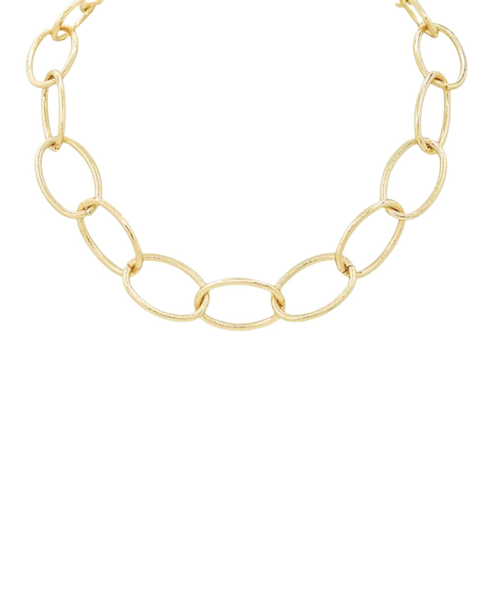 Golden Stella Large Oval Link Chain Necklace in Gold