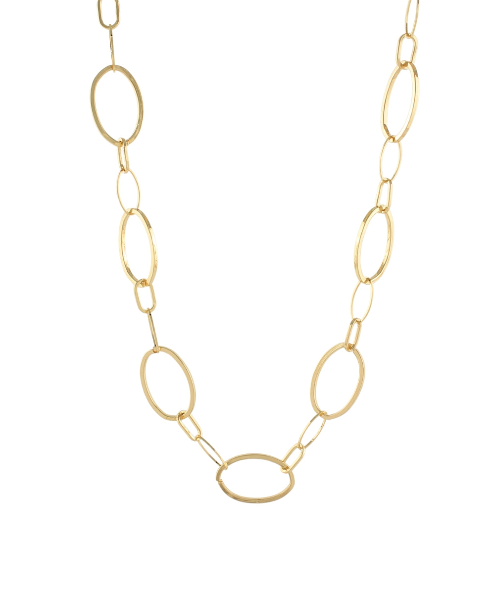 Golden Stella Oval Chain Long Necklace in Gold