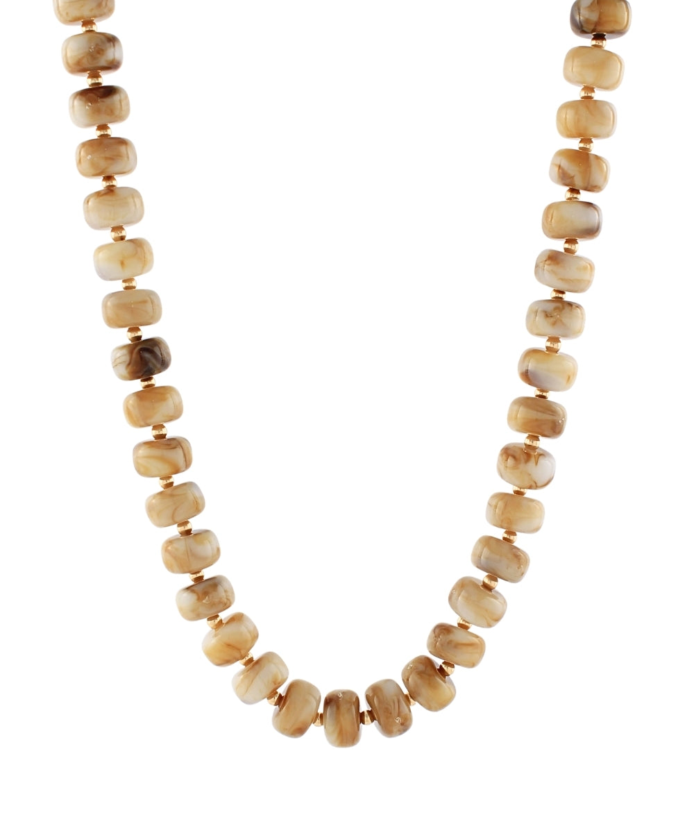 Golden Stella Marble Rondelle and Ball Necklace in Natural