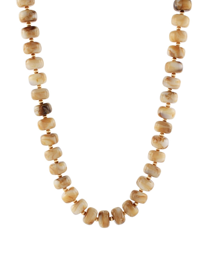 Golden Stella Marble Rondelle and Ball Necklace in Natural