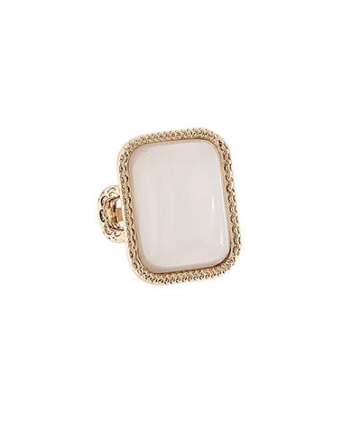 Square Stone Open Ring Ivory/Gold