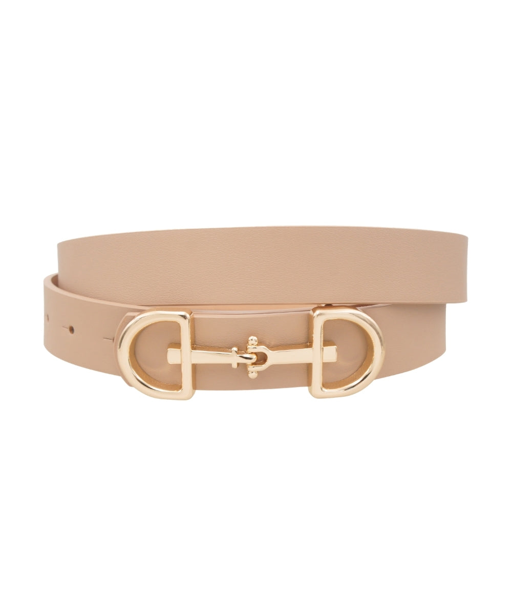 Golden Stella Horsebit Buckle Belt in Taupe