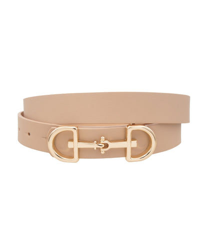 Golden Stella Horsebit Buckle Belt in Taupe