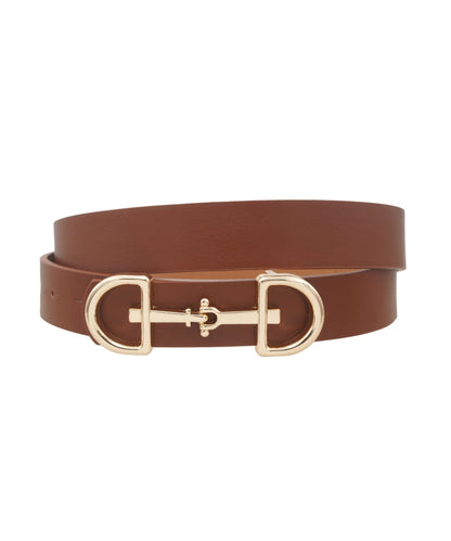 Golden Stella Horsebit Buckle Belt in Dark Cognac
