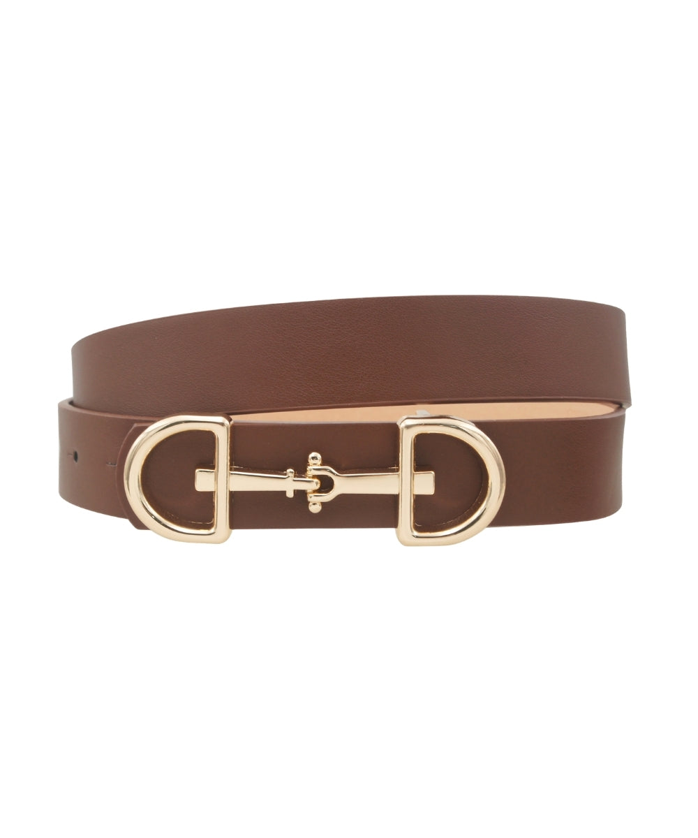 Golden Stella Horsebit Buckle Belt in Brown