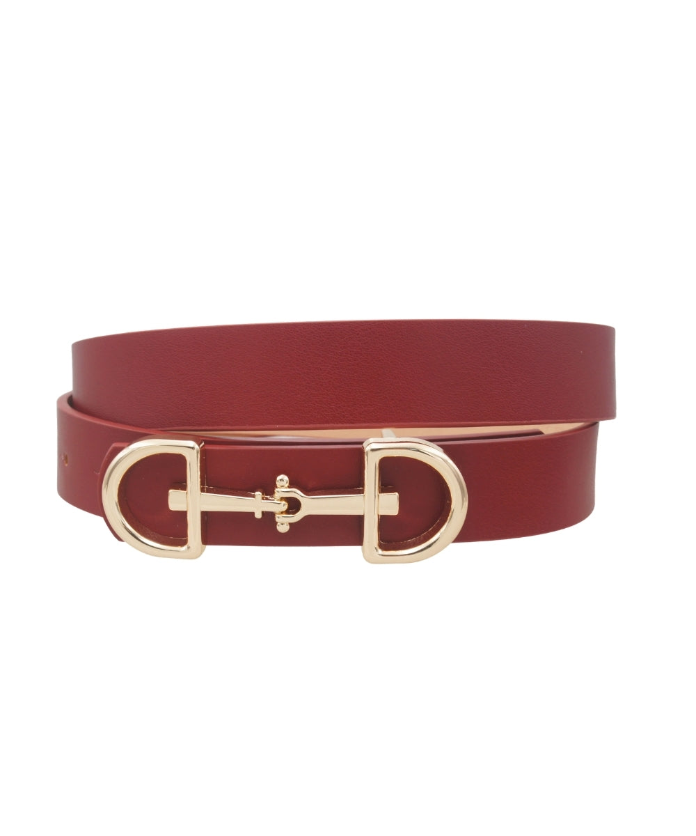 Golden Stella Horsebit Buckle Belt in Burgundy
