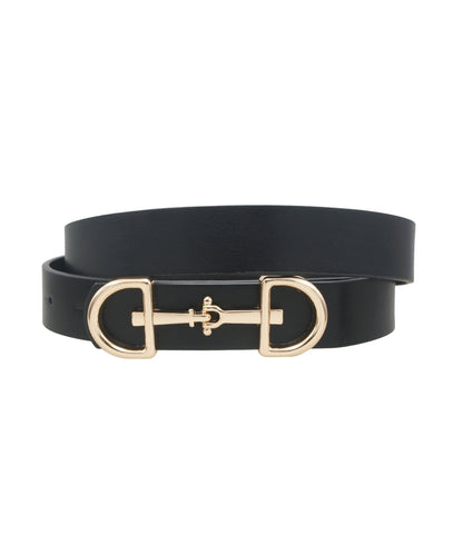 Golden Stella Horsebit Buckle Belt in Black