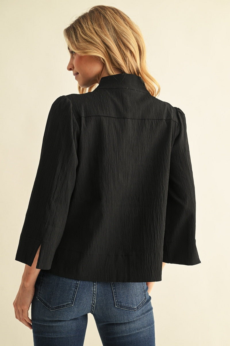 Jodifl Textured V-Neck Top in Black, back