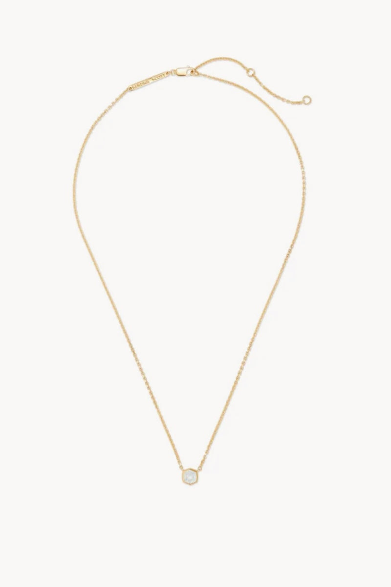Kendra Scott Davie Pendant Necklace Gold Rock Crystal