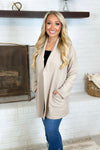 Taupe Knit Pocket Short Cardigan