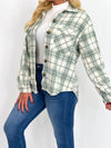 Sage Button Up Plaid Shacket