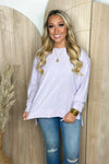 Lilac Side Slit Pullover Long Sleeve Top