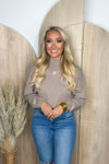 Heather Mocha Mock Neck Long Sleeve Sweater Top