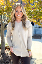 Oatmeal V-Neck Loose Fit Sweater