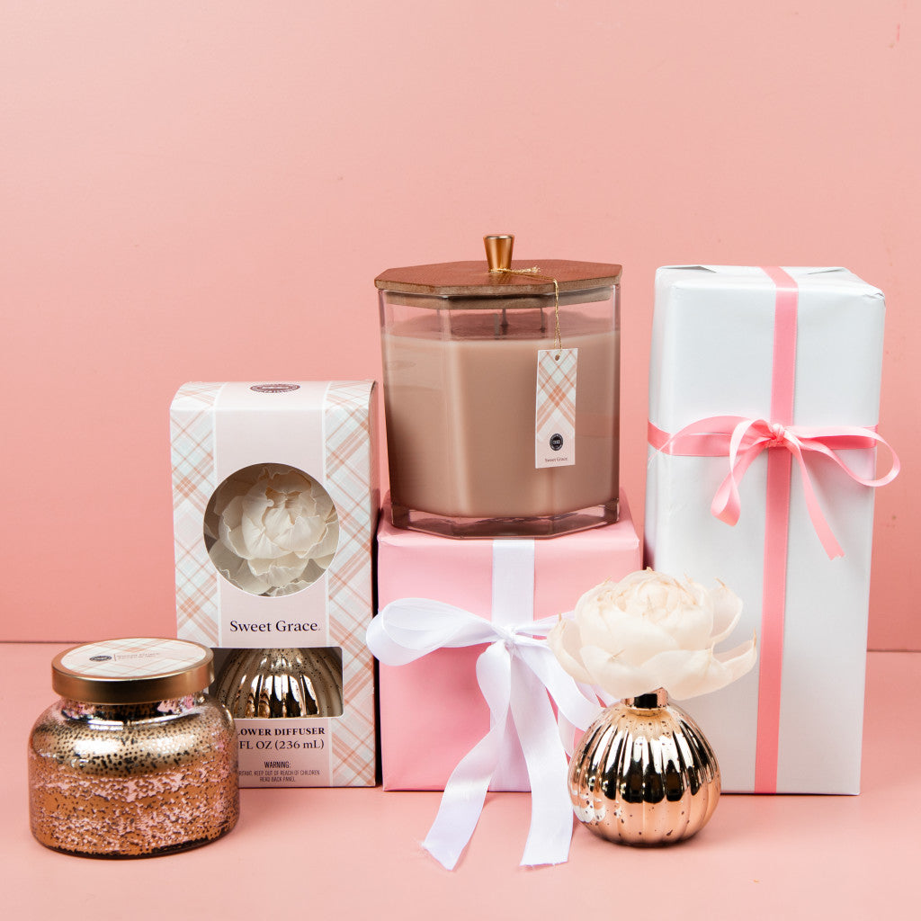 Sweet Grace Mercury Flower Diffuser styled on a table