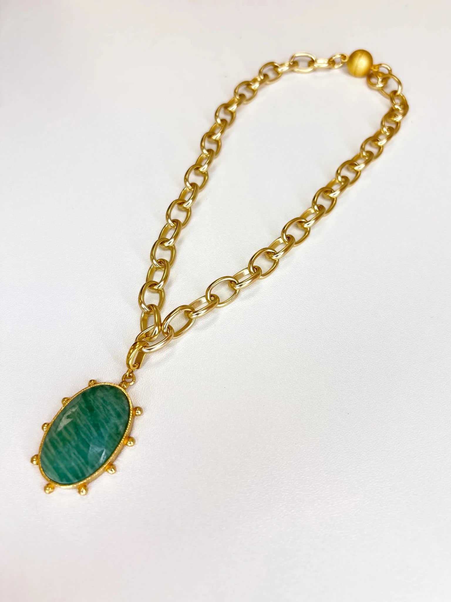 Pale blue-green amazonite necklace