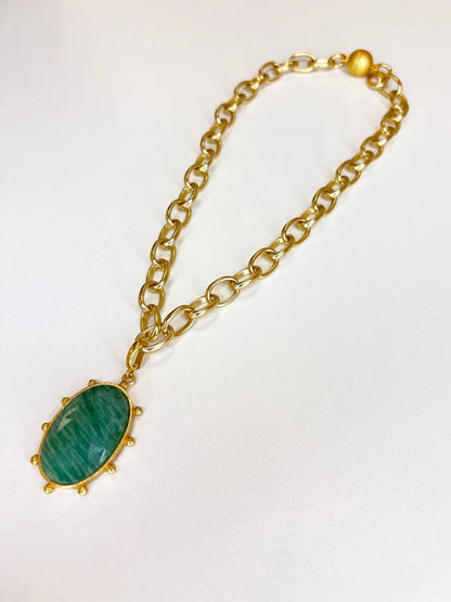 Pale blue-green amazonite necklace