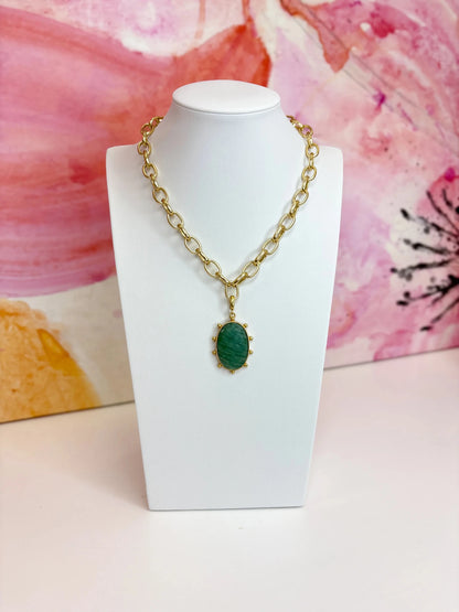 Beaded amazonite necklace with a natural stone finish