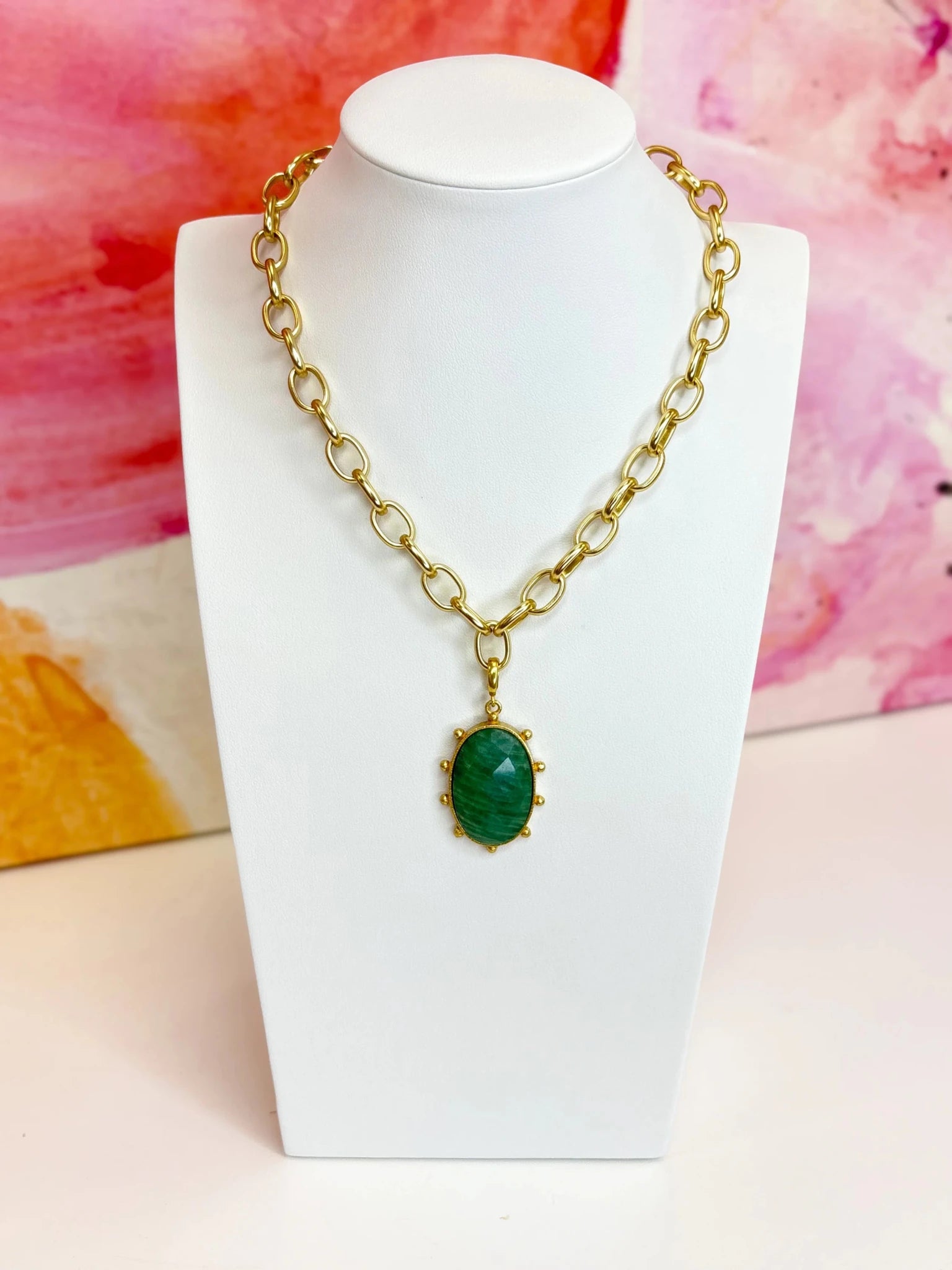 Amazonite stone necklace in a layered strand