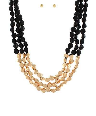 Layered chain necklace with angular acrylic accents