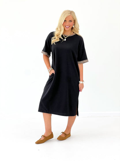 Animal Trim Midi Dress - Lavish Boutique04-DRESSES