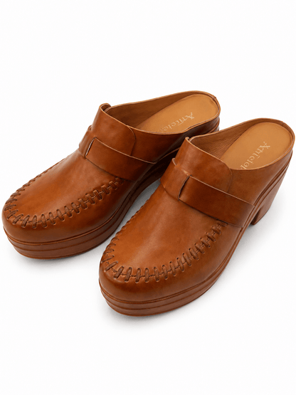 Antelope Jada Stitched Leather Platform Clog - Lavish Boutique10-SHOES