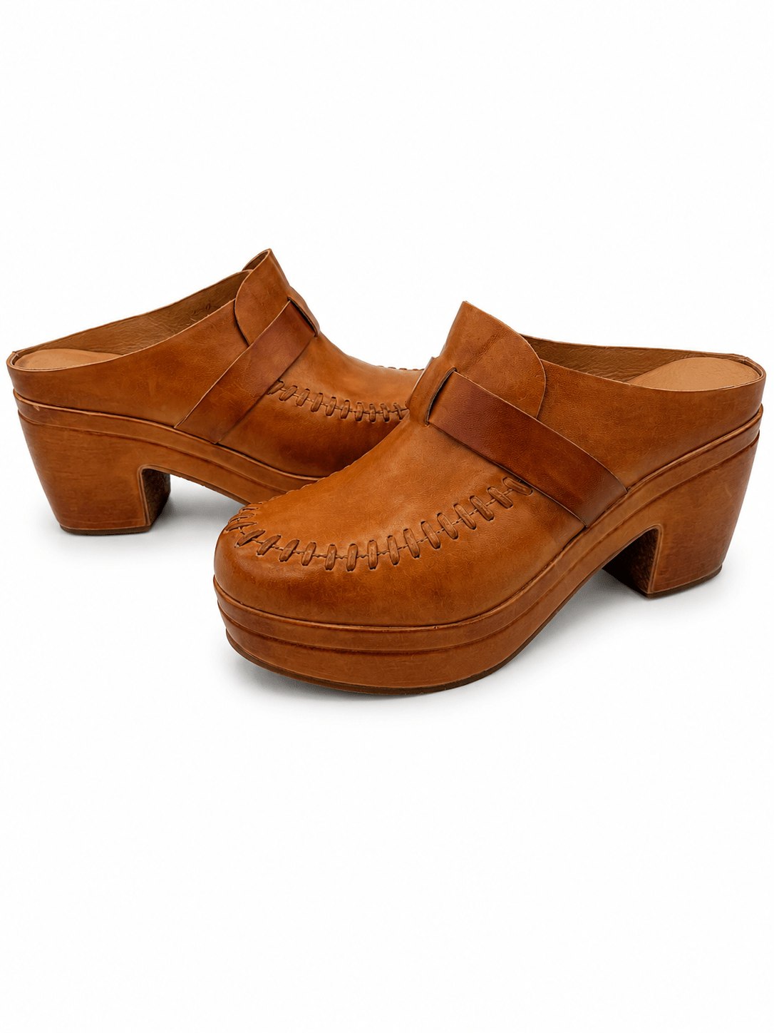 Antelope Jada Stitched Leather Platform Clog - Lavish Boutique10-SHOES