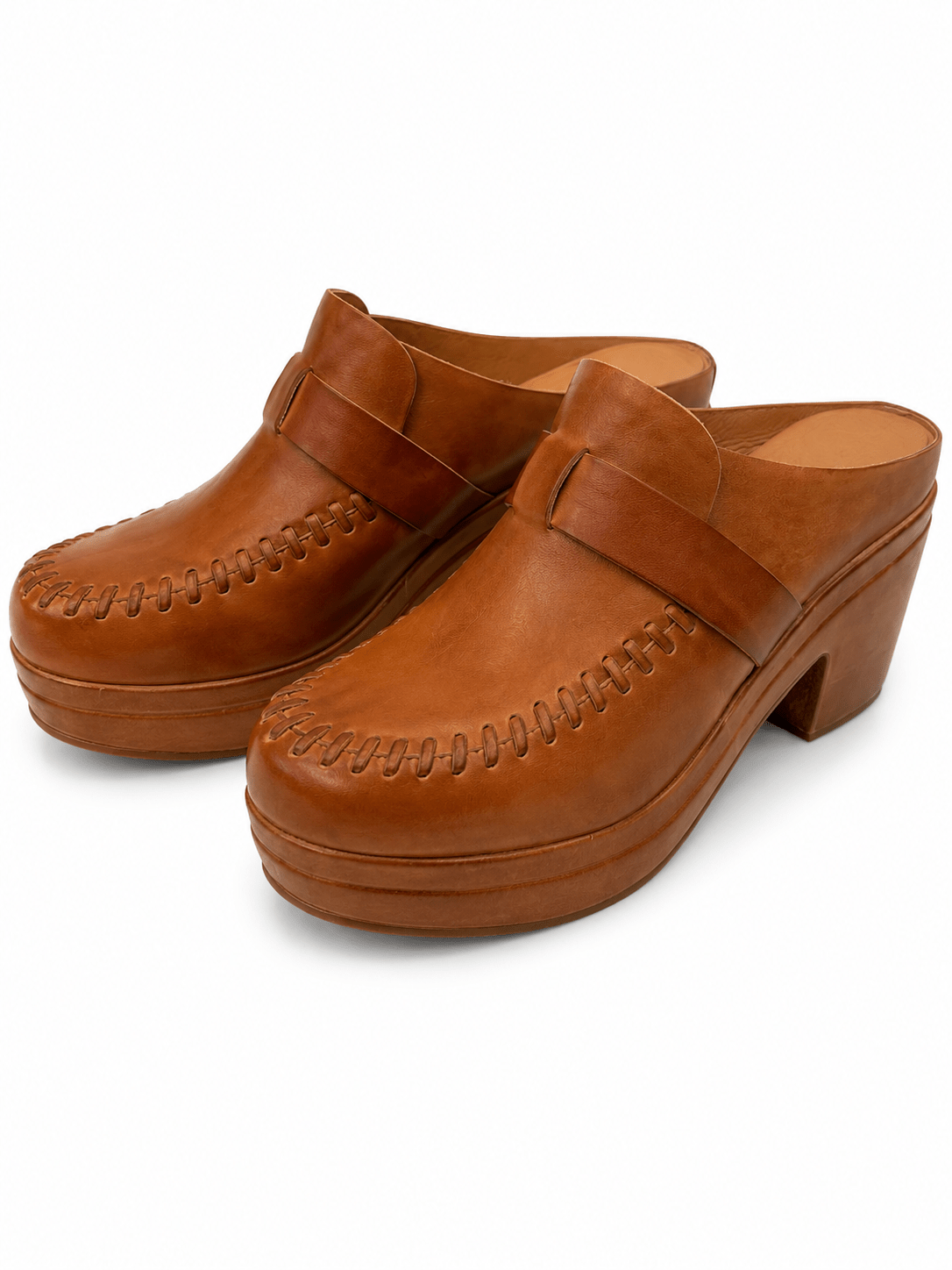 Antelope Jada Stitched Leather Platform Clog - Lavish Boutique10-SHOES