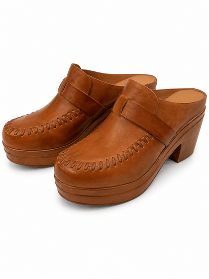 Antelope Jada Stitched Leather Platform Clog - Lavish Boutique10-SHOES