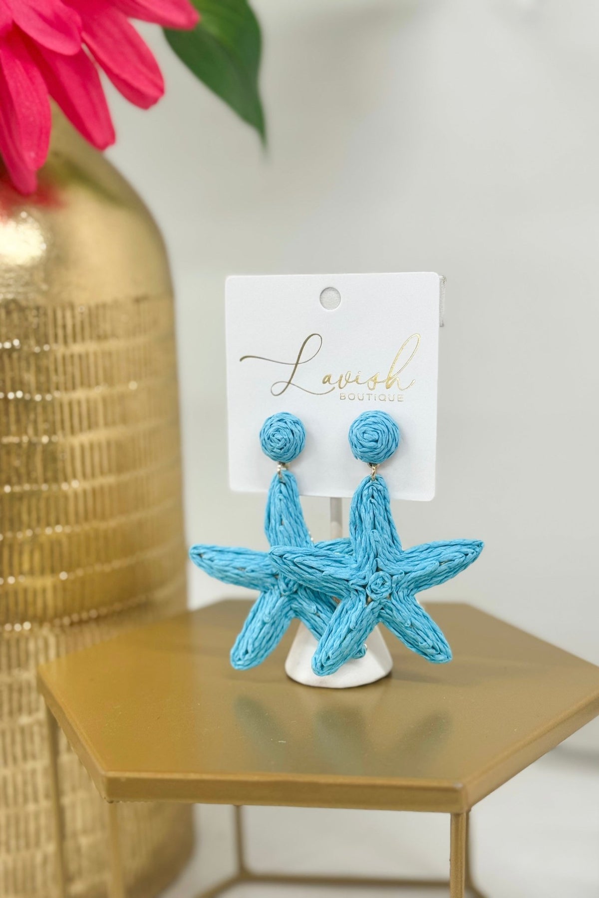 Aqua blue starfish earrings