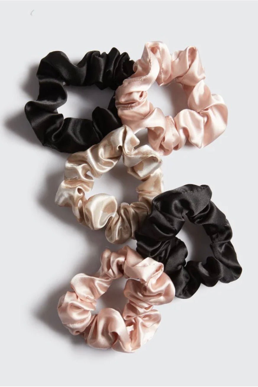 Five assorted satin sleep scrunchies