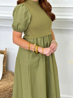 Olive Knit Bodice Maxi Dress