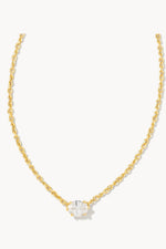 Kendra Scott Cailin Pendant Necklace Gold White CZ Boxed