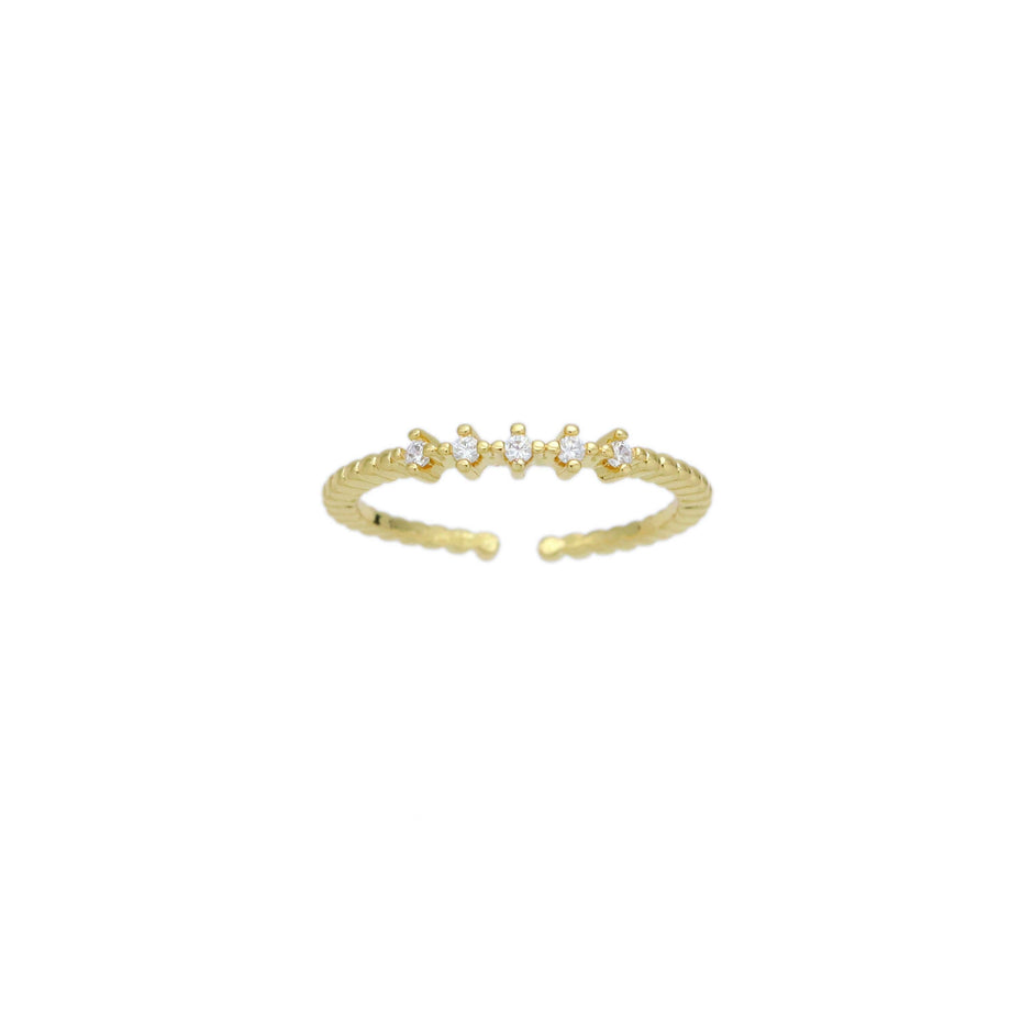 Lauren Kenzie Dainty CZ Slim Adjustable Ring