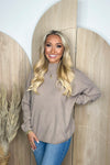 Heather Mocha Mock Neck Long Sleeve Sweater Top