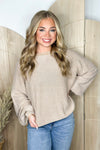 Khaki Long Sleeve Mineral Washed Top