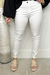 White Mid Rise Crop Skinny
